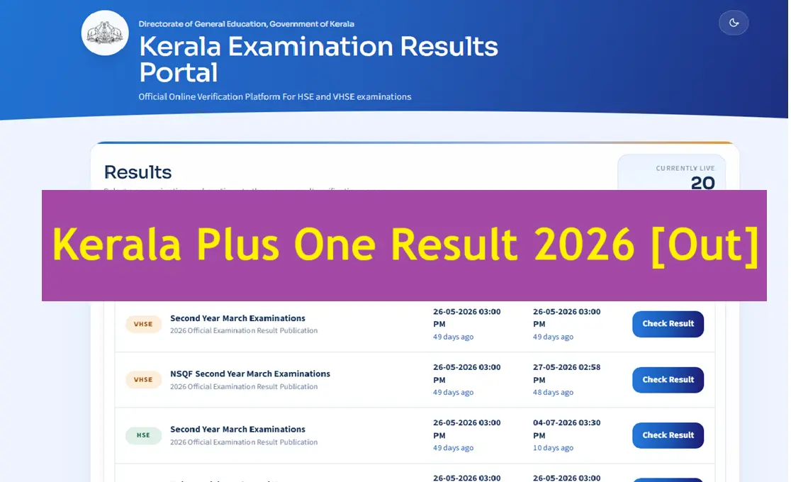 DHSE Kerala Plus One Result 2026 School wise